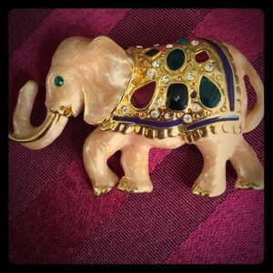 Vintage Elephant Brooch with Jewels